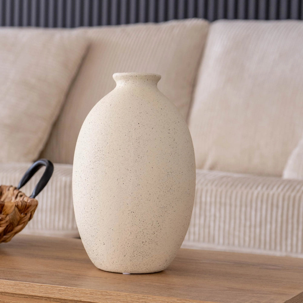 Vaso Decorativo Moderno da Interno in Ceramica – Collezione Design Elegante per Arredo Casa,Vasi Da Soggiorno, Tavolo o Salotto Soprammobile Di Design Anfora Natural - Bianco Natural