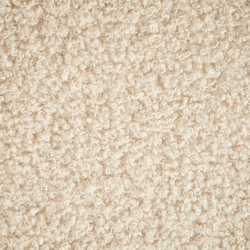 Poltrona in tessuto bouclè beige con base Girevole stile retrò glamour
