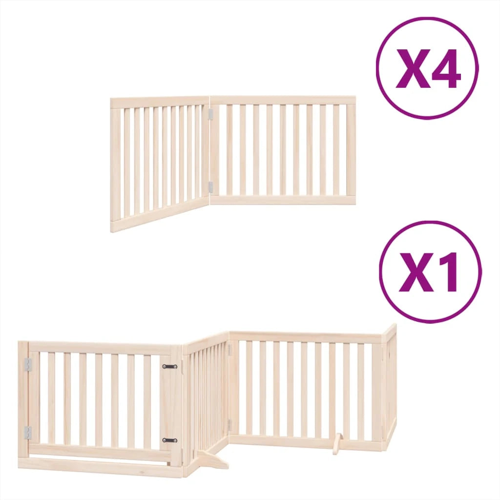Cancelletto di sicurezza per animali domestici porta pieghevole 12 pannelli legno di pioppo marrone 02_0023127
