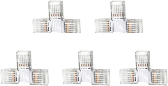Connettore per strisce LED 6-pini 12mm RGBW Soldeervrij Transparant 12-24V 5-pack