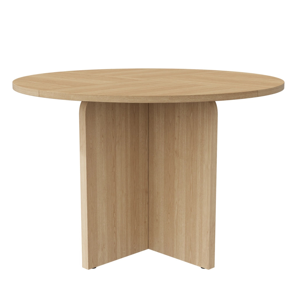 Tavolo da pranzo rotondo 120 cm; facile da montare; in MDF; naturale