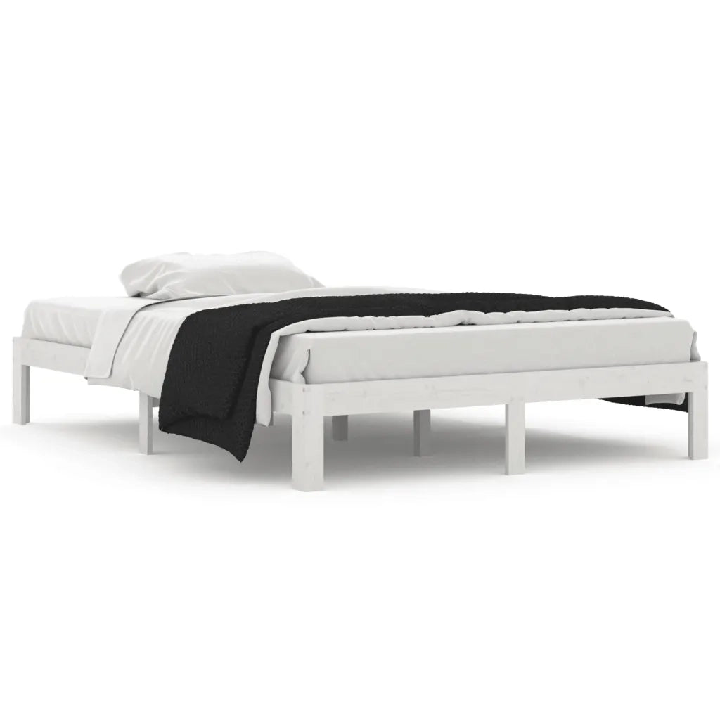 Giroletto-Struttura Letto Bianco in Legno Massello di Pino 140x200 cm 301342