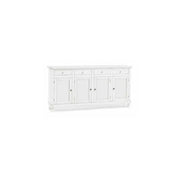 Credenza 4 ante 4 cassetti arte povera in legno massello e mdf con rifinitura in bianco 196X43X98 H