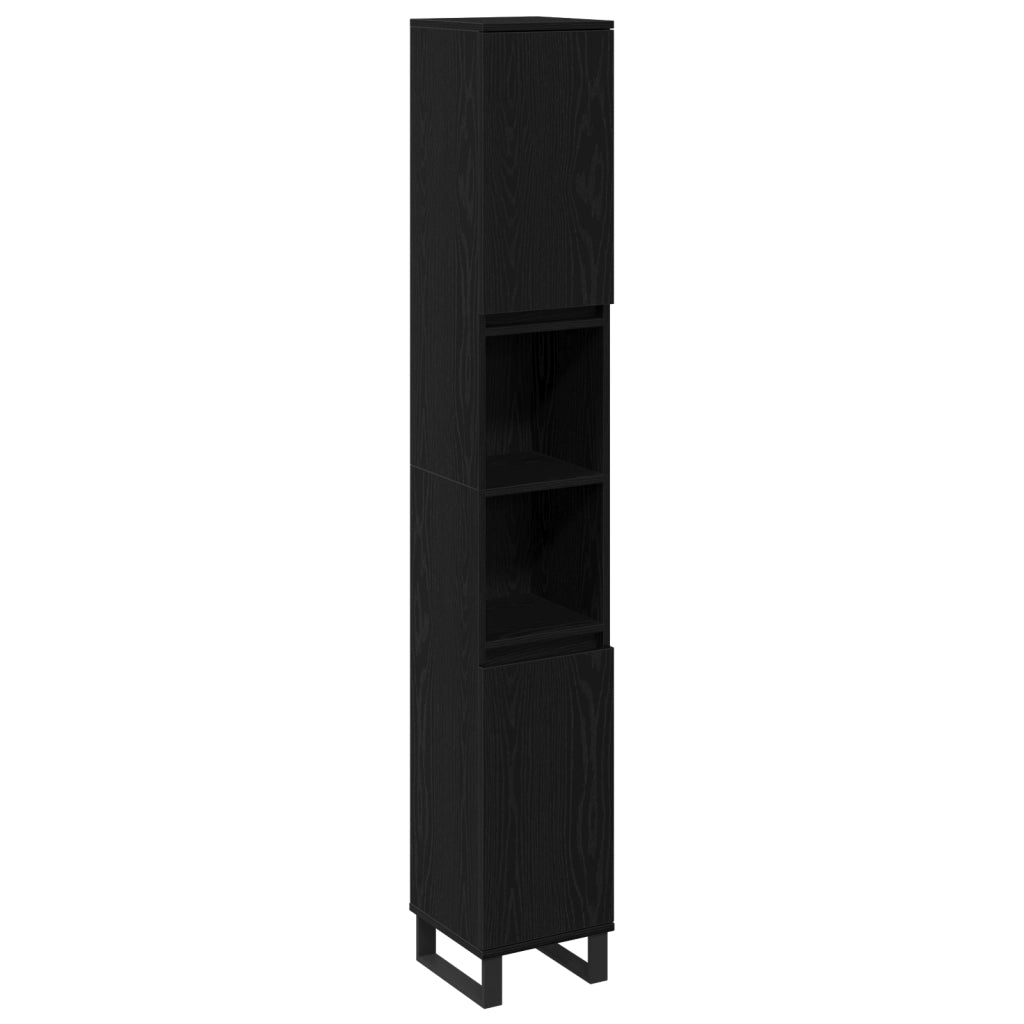 Mobile da bagno  Nero Rovere 30x30x190 cm Legno ingegnerizzato