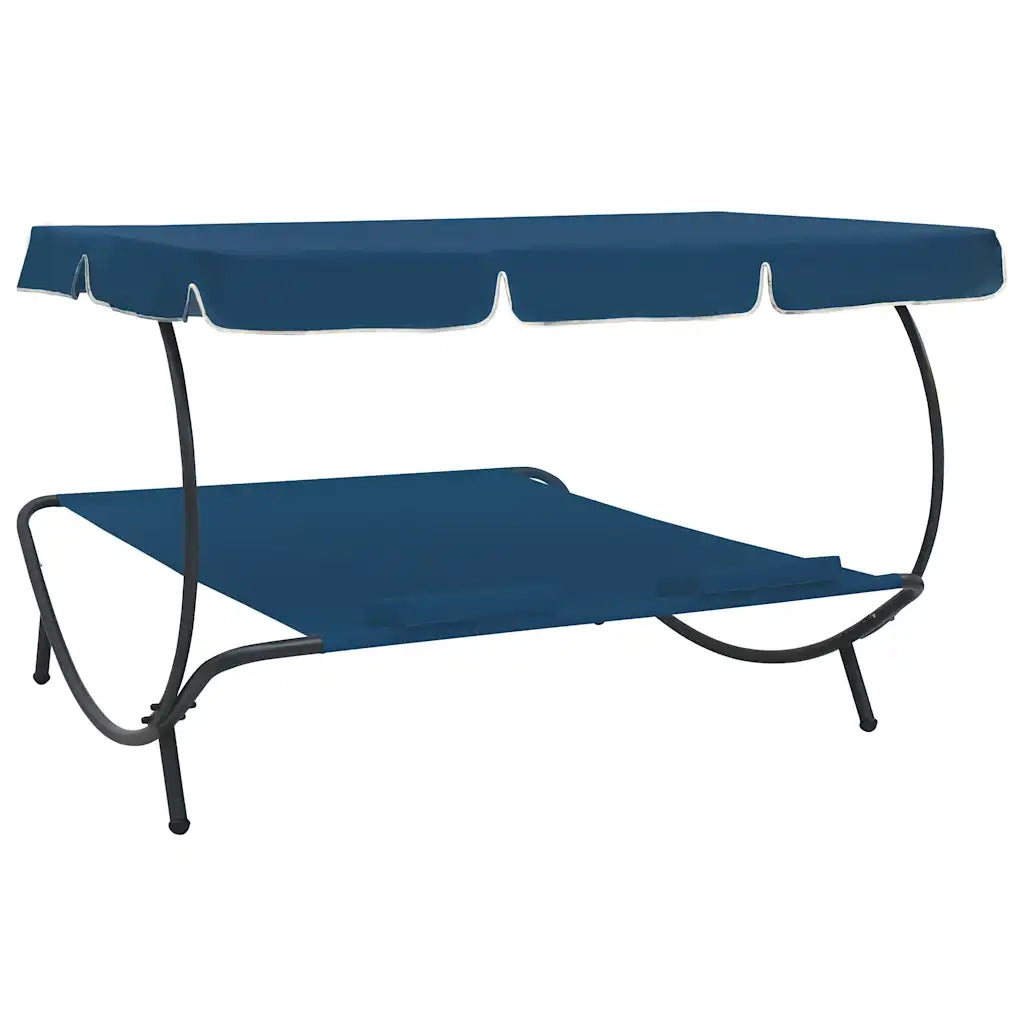 Lettino Prendisole con Baldacchino e Cuscini Blu cod mxl 71224