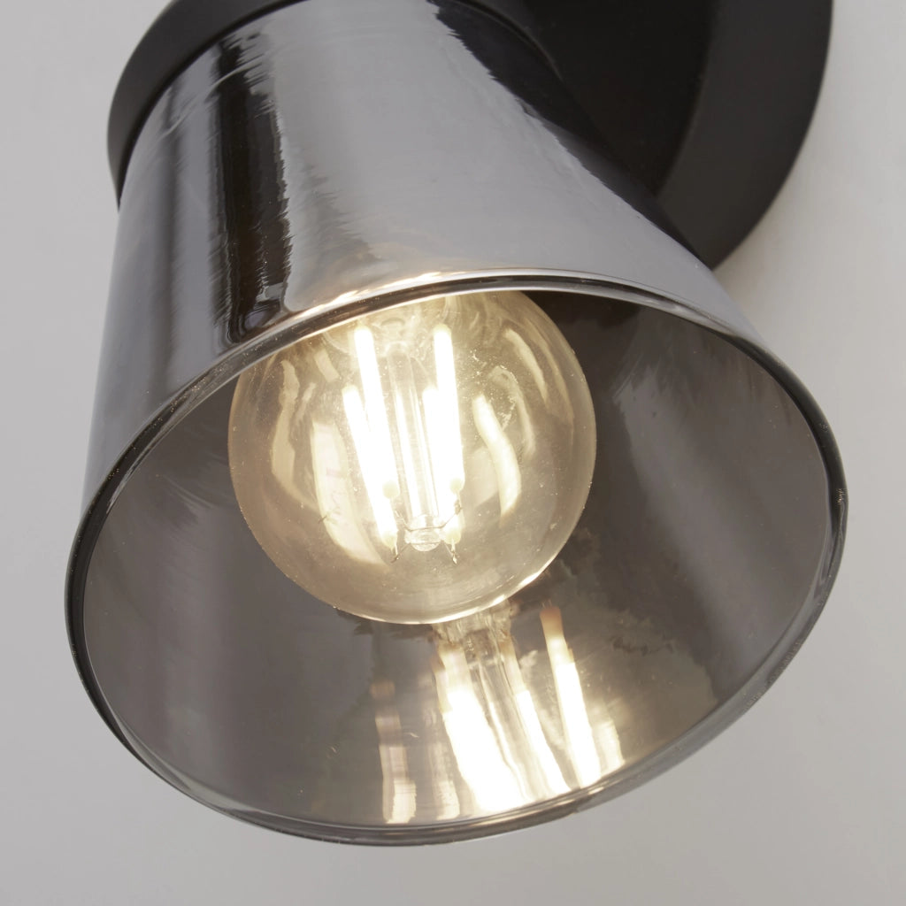 Applique Contemporanea Mega Acciaio Nero Fumè 1 Luce E14