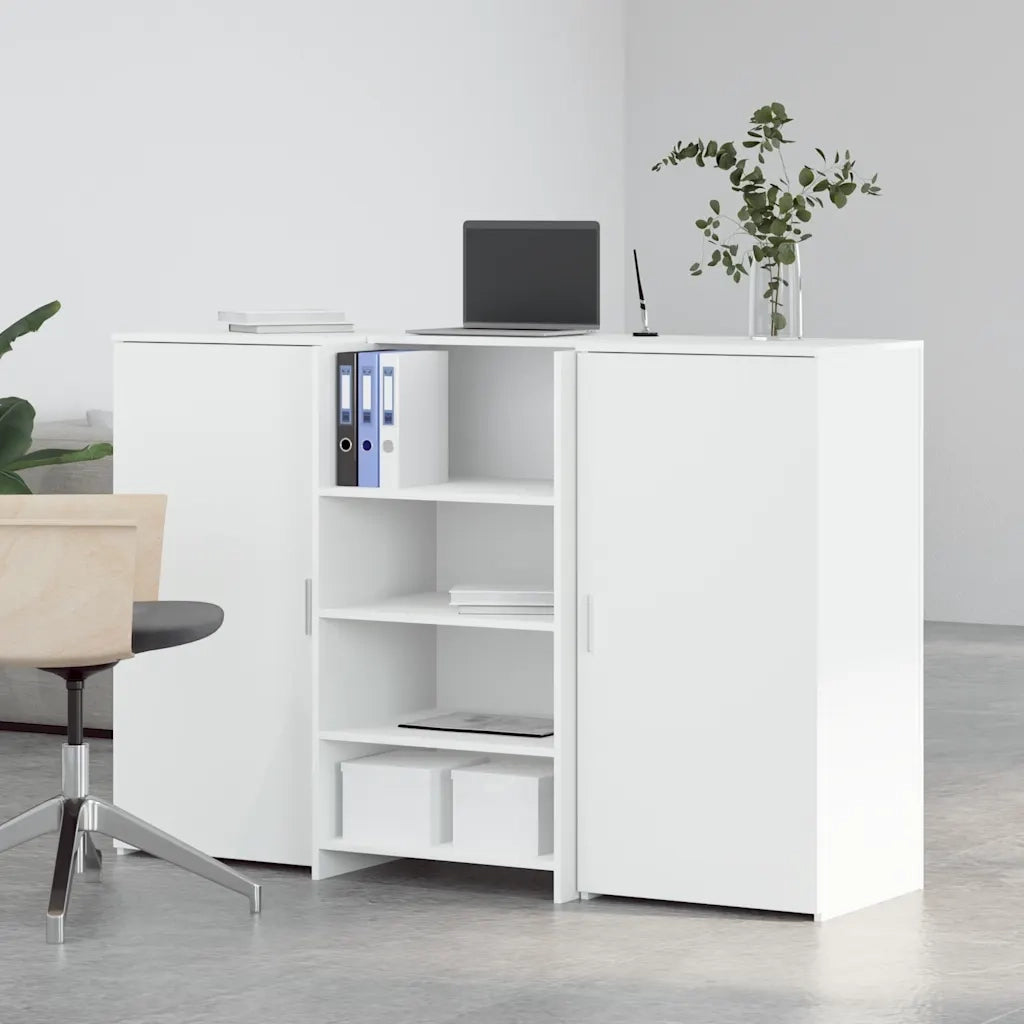 Banco Reception | Scrivania | Tavolo da Ufficio Bianco 155x50x103,5 cm in Legno Multistrato