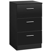 Cassettiera a tre cassetti moderna in legno truciolato Mobiletto per camera da letto 67x38x35cm Nero-Cassettiere