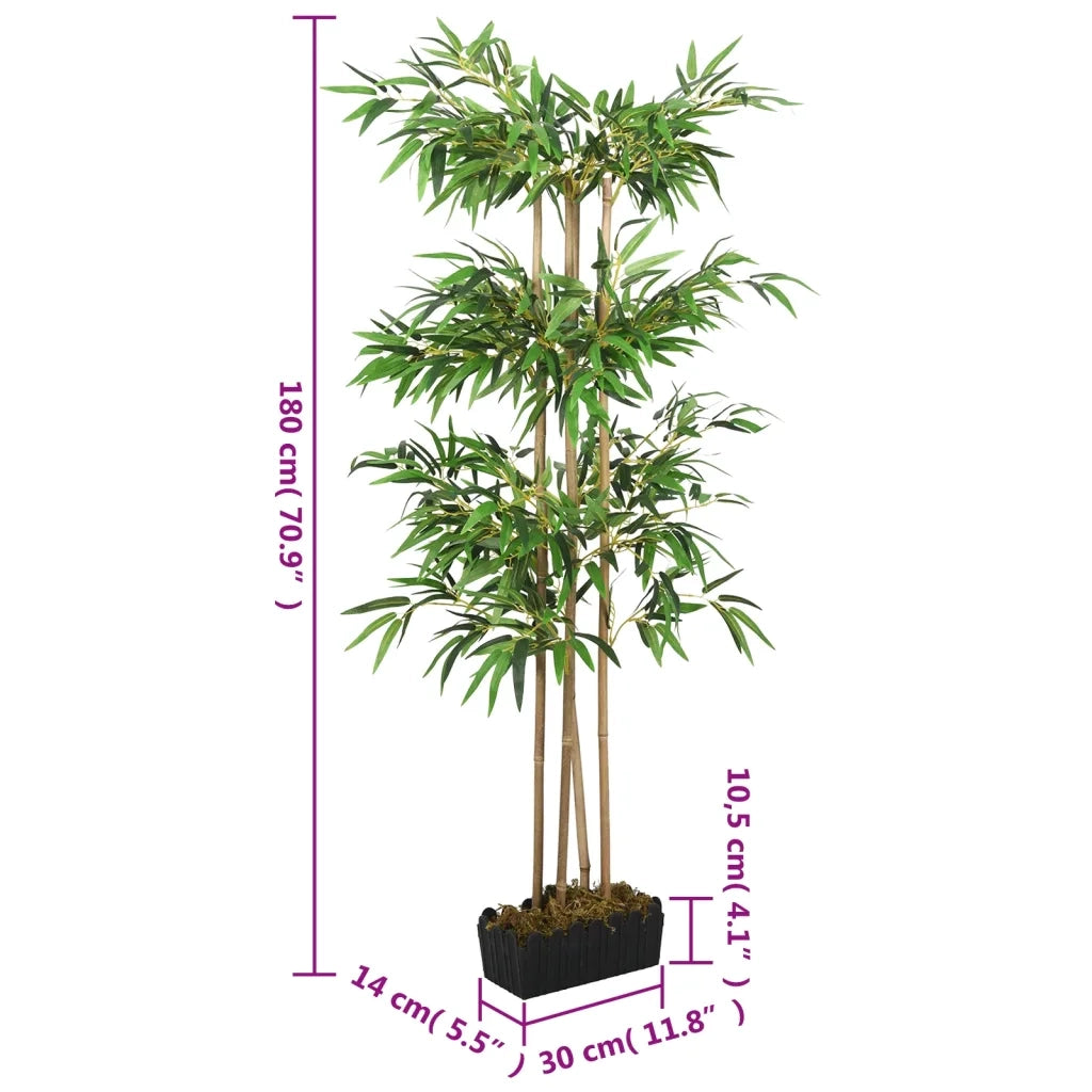 vidaXL Albero Bambù Artificiale 1216 Foglie 180 cm Verde