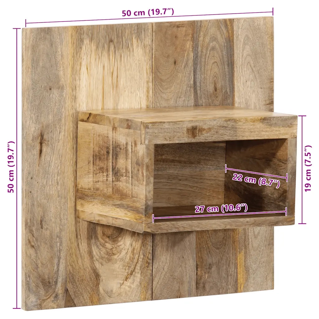 Comodino | Armadio da Notte | Mobiletto da notte 50x27x50 cm in Legno Grezzo Massello di Mango