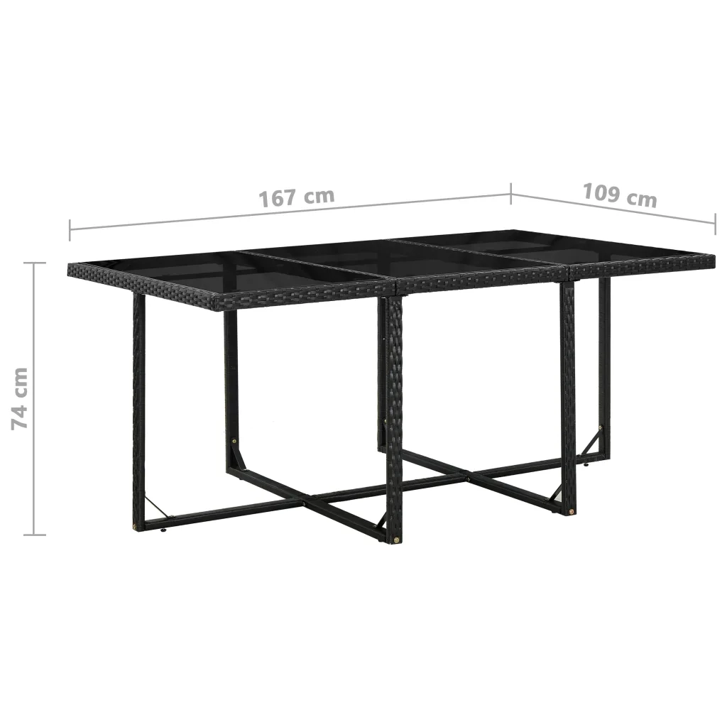 Set da Pranzo da Giardino 11 pz con Cuscini in Polyrattan Nero 42547