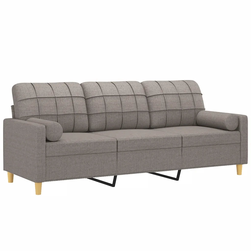 Divano a 3 Posti con Cuscini-Sofa 3 Posti con Cuscini Tortora 180 cm in Tessuto 424230