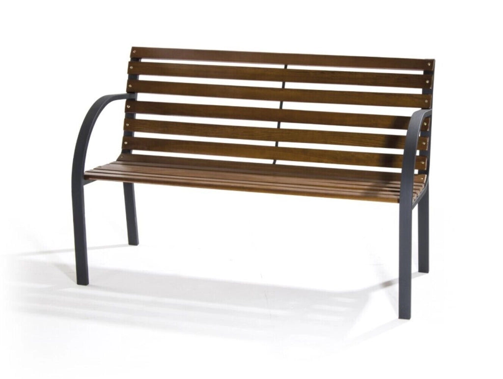 Panchina Da Giardino 2 Posti Metallo Legno New York 120X62X82 - Biacchi Ettore