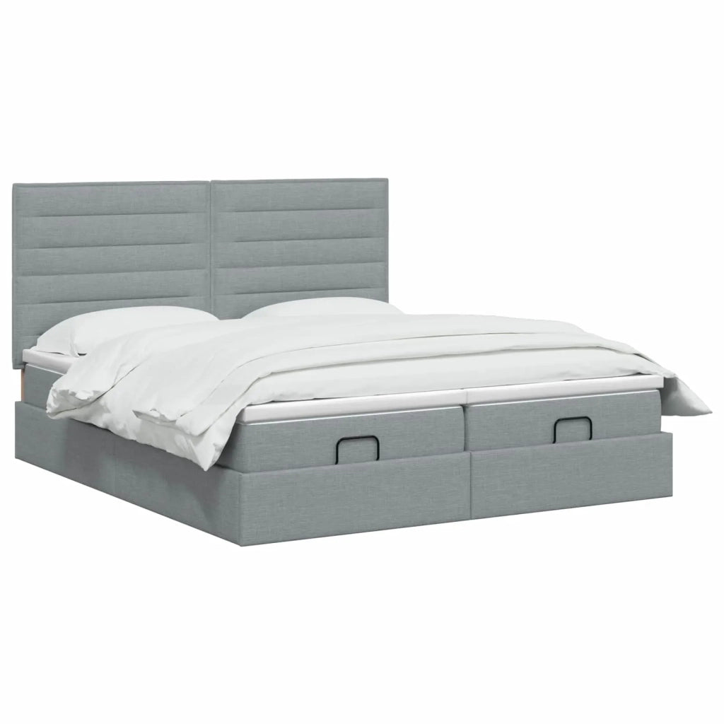 Letto ottomano con materasso 2 pz Grigio Chiaro Tessuto 3457841