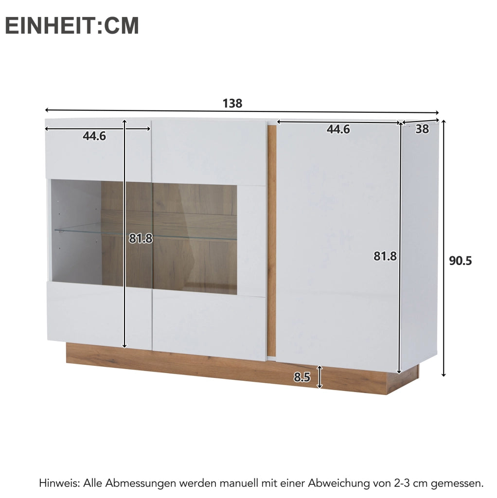 Credenza moderna lucida con LED RGB e ante in vetro