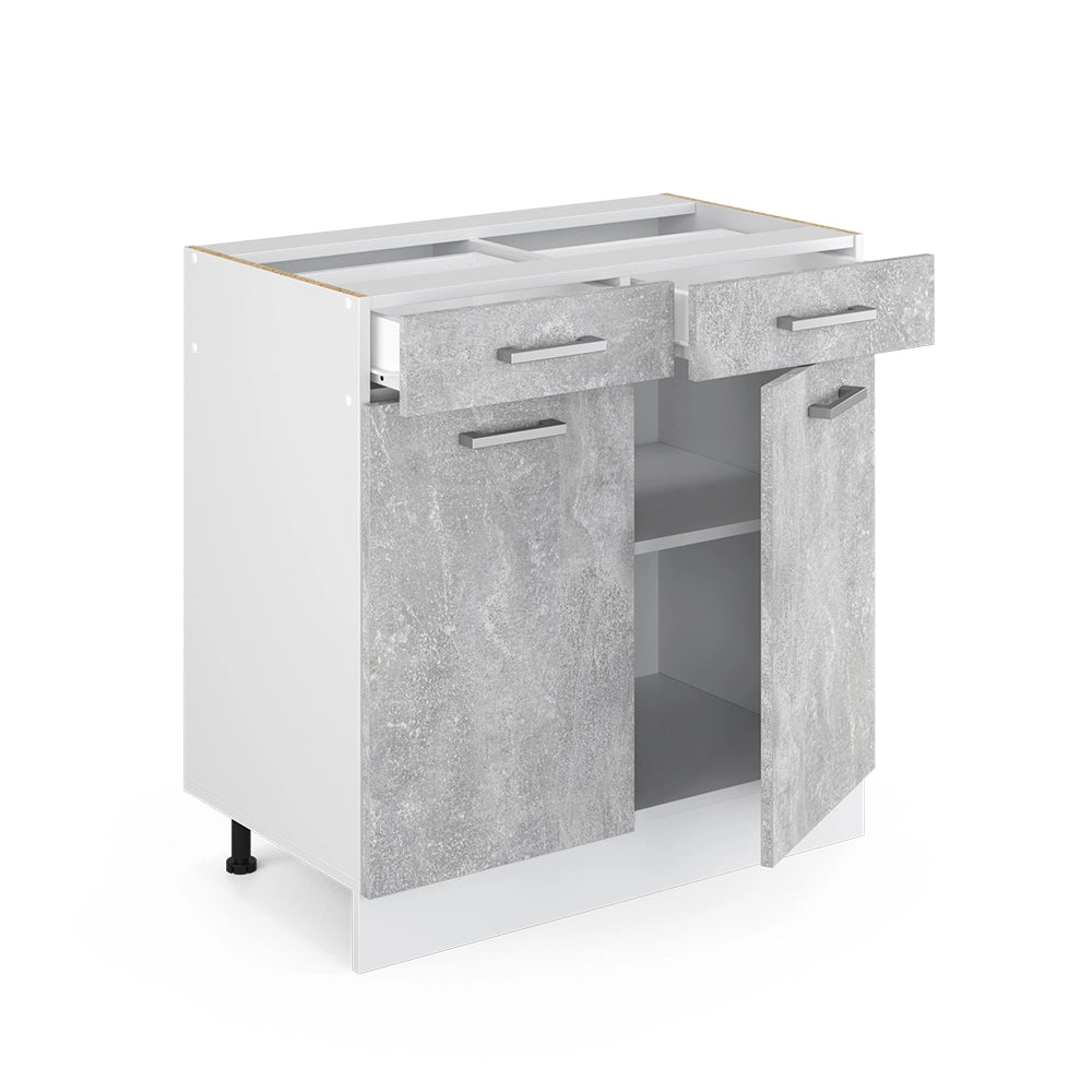 Vicco Base universale Calcestruzzo 80 cm con cassetti e ante, senza piano di lavoro