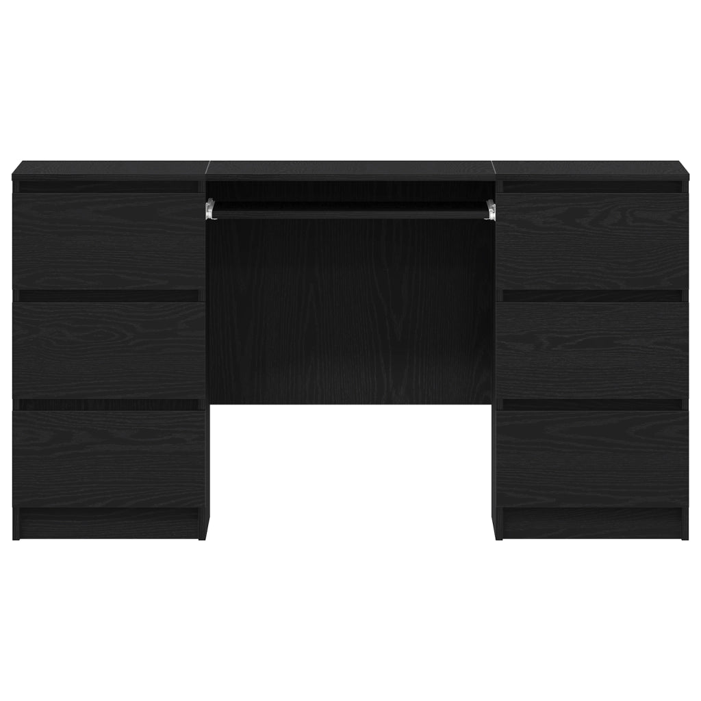 Scrivanie 2 pezzi in rovere nero 140x50x76 cm in legno ingegnerizzato
