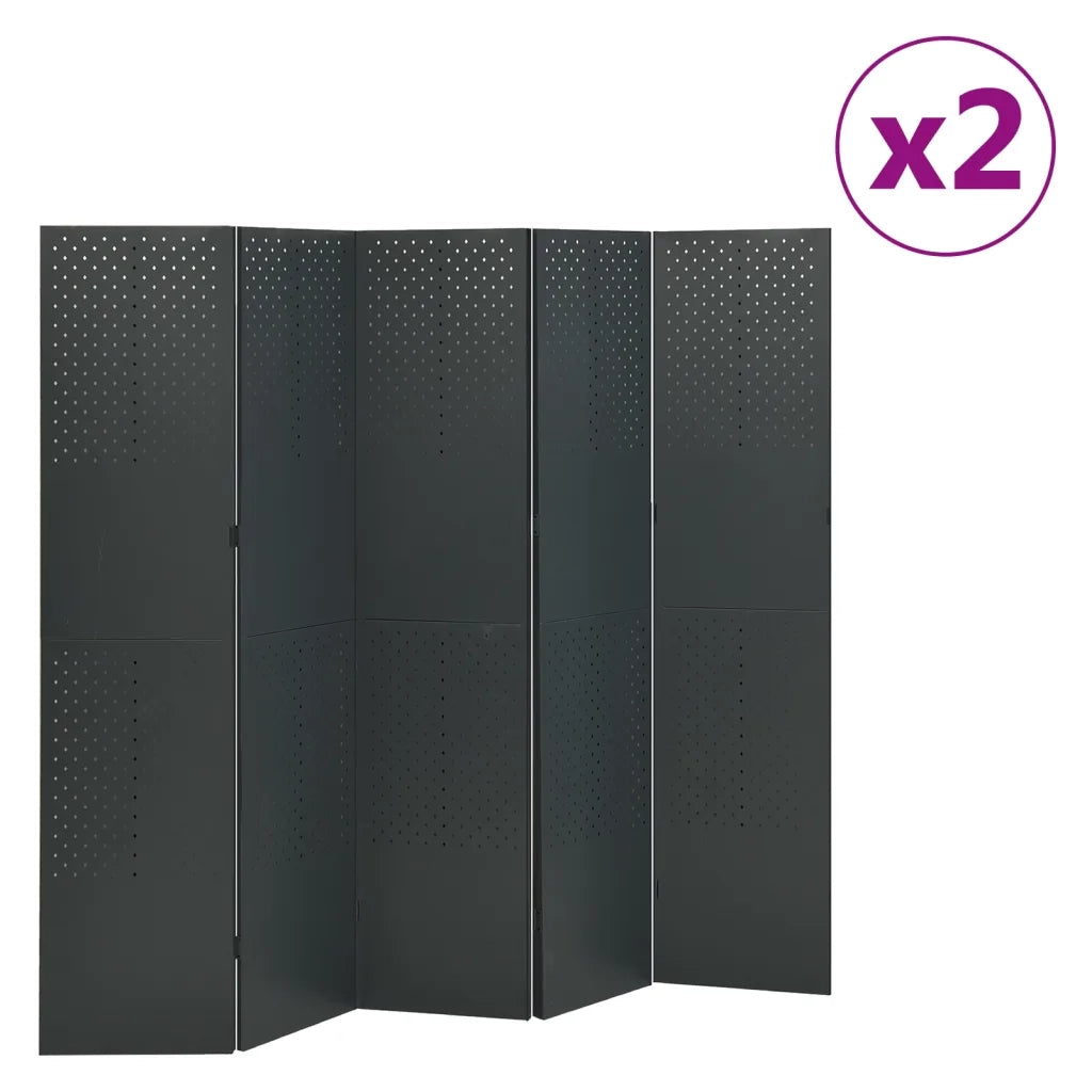 Paravento a 5 Pannelli 2 pz Antracite 200x180 cm in Acciaio cod mxl 60928