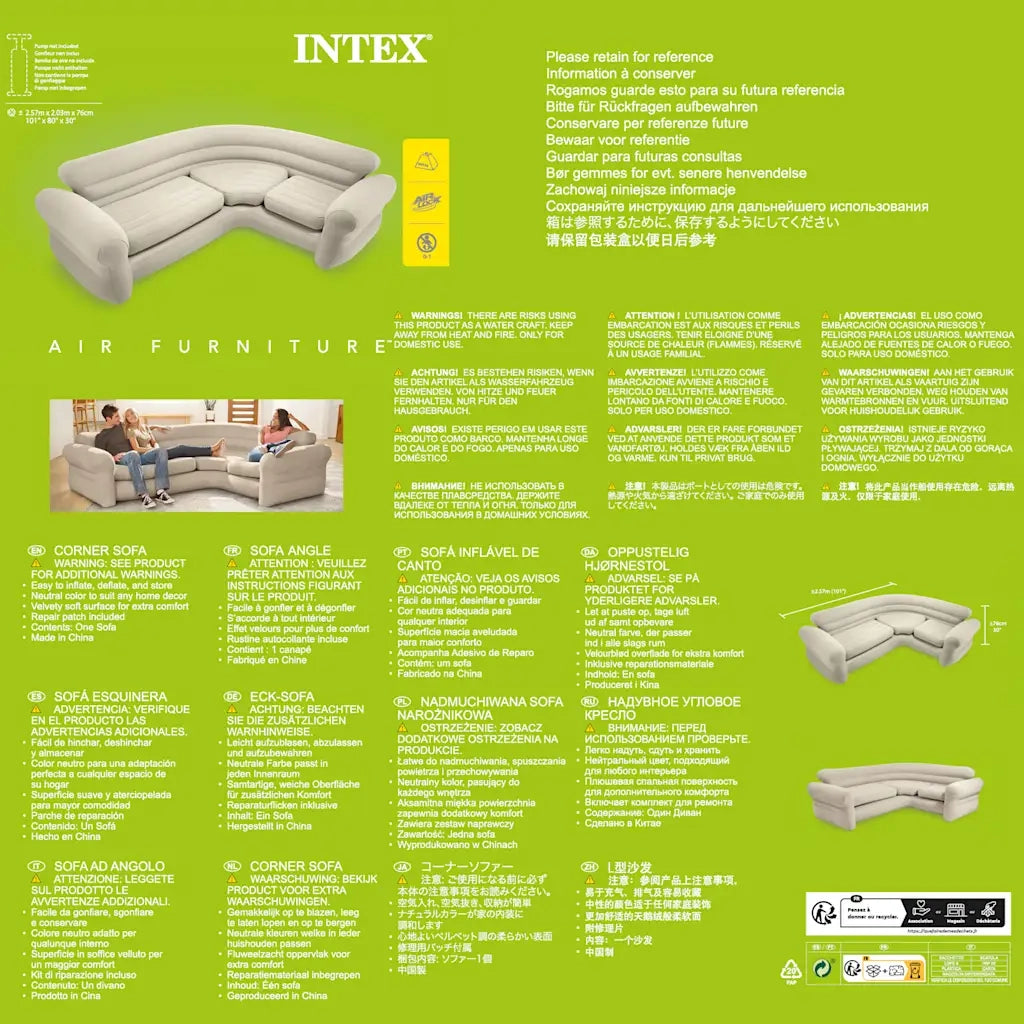 INTEX Sofà/Divano Angolare Gonfiabile 257x203x76 cm 68575NP 91053