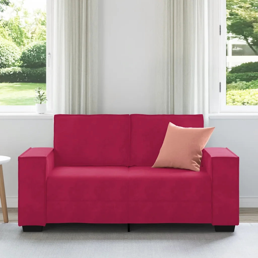 Divano a 2 Posti Rosso Vino 160x78x84 cm in Velluto 4105014