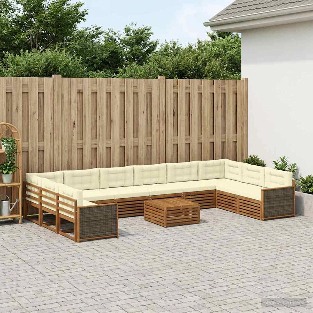 Set divani 11 pz Legno di Acacia Massello 3383918