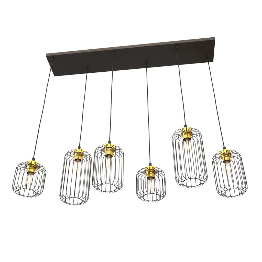 Lampada a sospensione VANDER in acciaio nero e oro