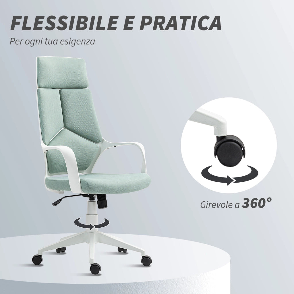 Sedia da Ufficio con Dondolo ¨C Zephmum ¨C Tessuto Verde 63x63x117-127 cm