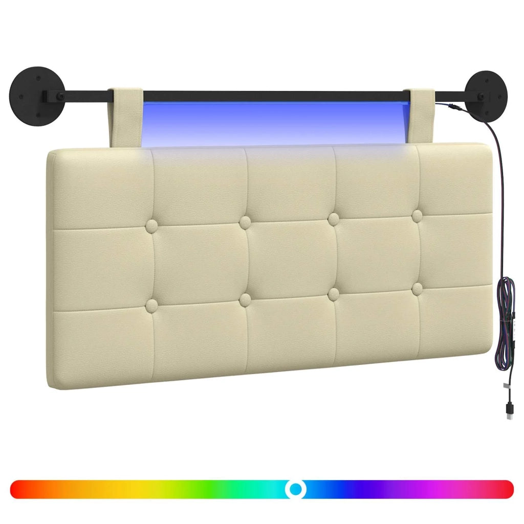 Testiera sospesa Con luce LED Crema Similpelle