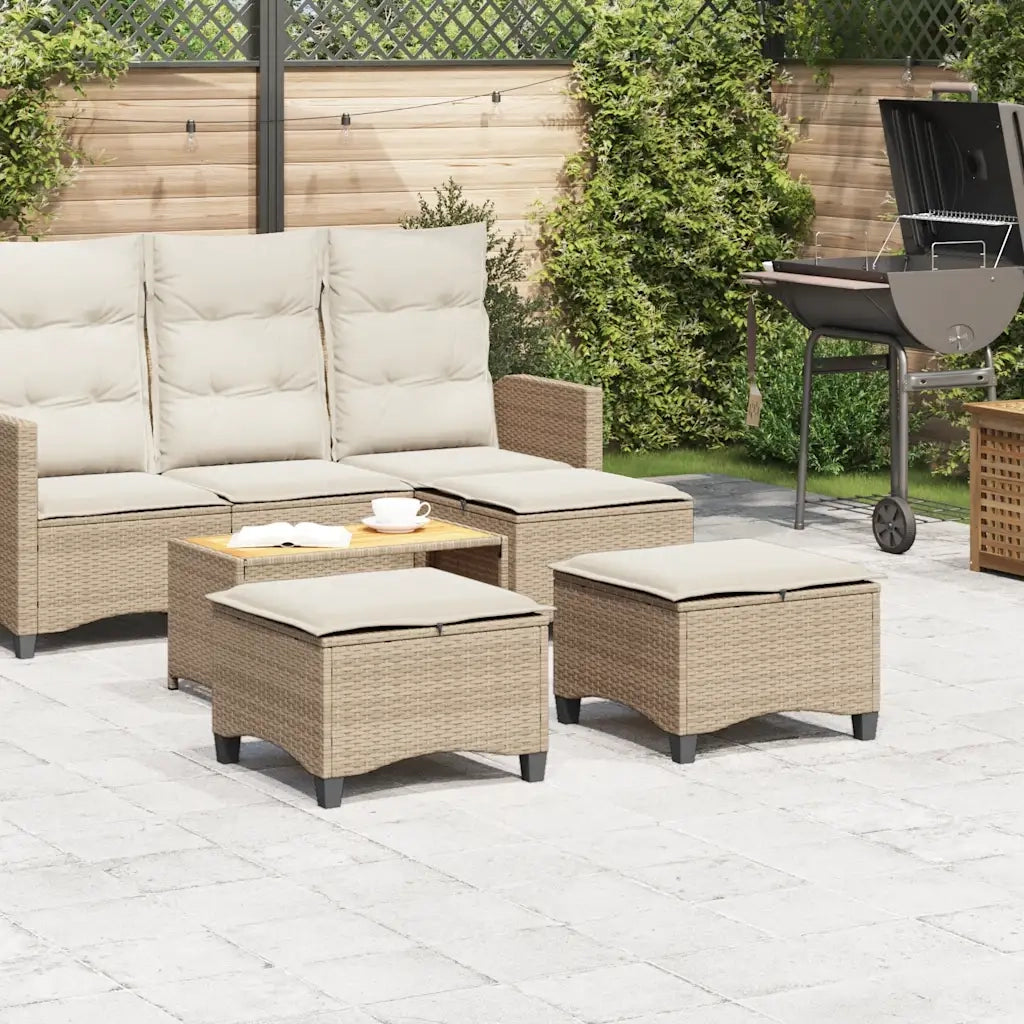 Sgabelli Giardino con Cuscini 4 pz Beige 55x55x36 cm Polyrattan CFW7319624