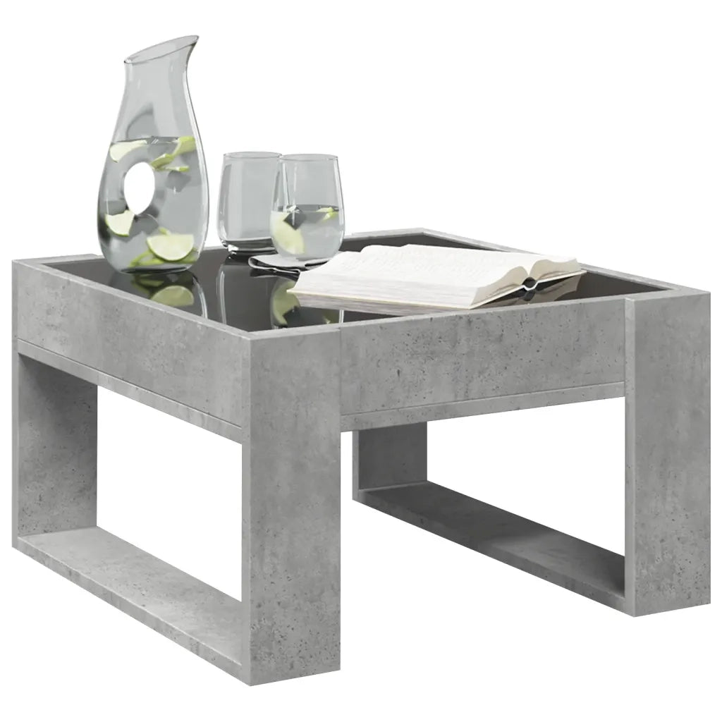 Tavolino Salotto con LED-Tavolino da soggiorno-Tavolo Infinity Grigio Cemento 50x53x30 cm