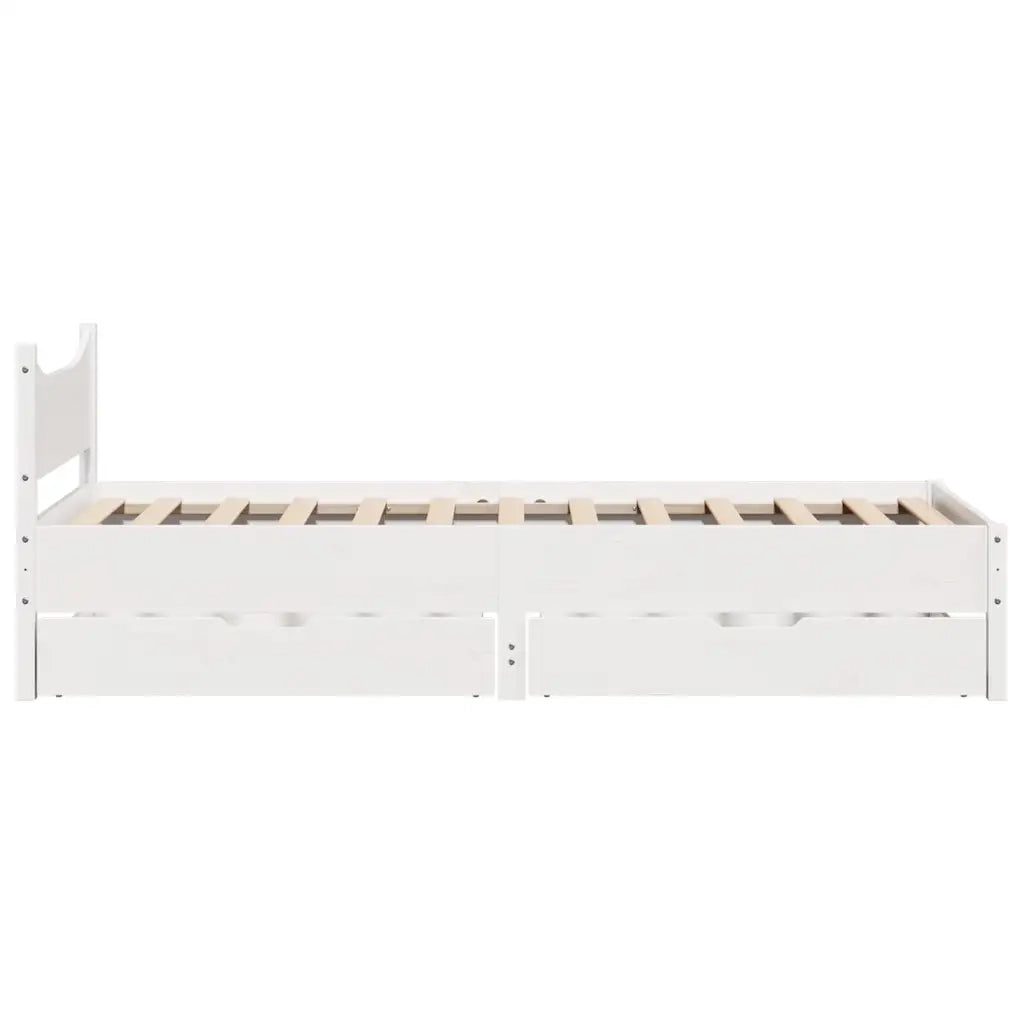 Giroletto con Cassetti Bianco 75x190 cm Legno Massello di Pino