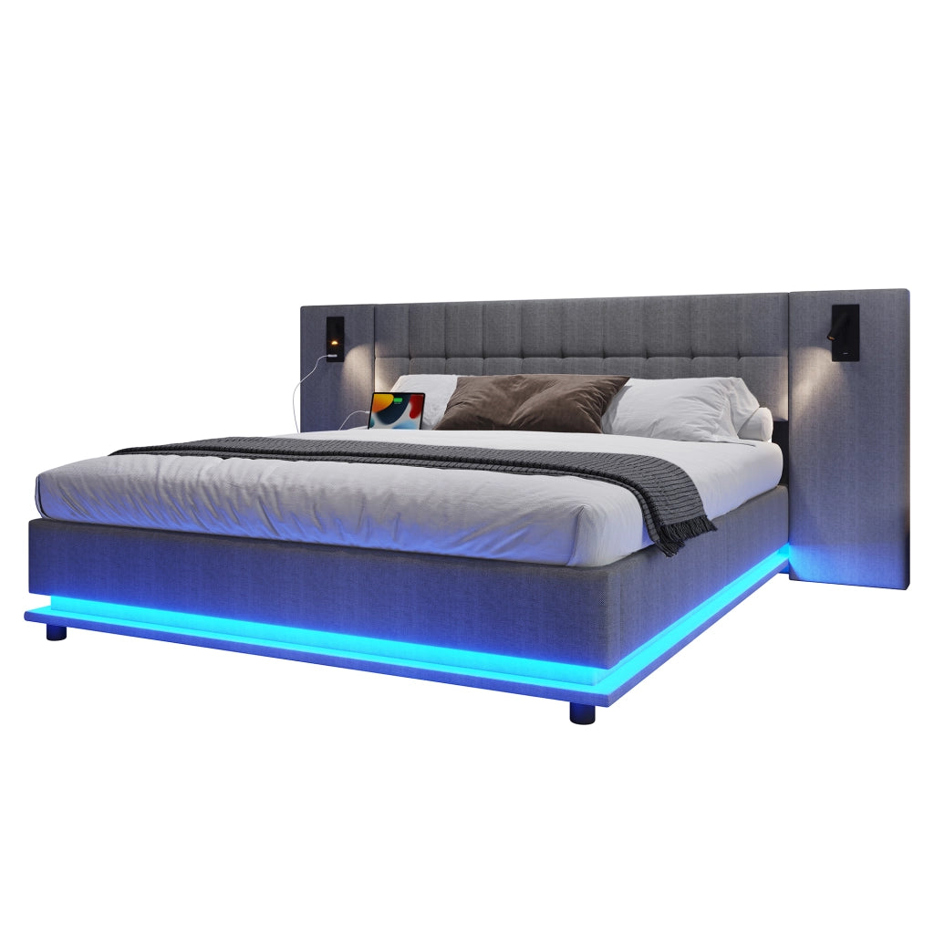 letto imbottito lino grigio 180 x 200 cm