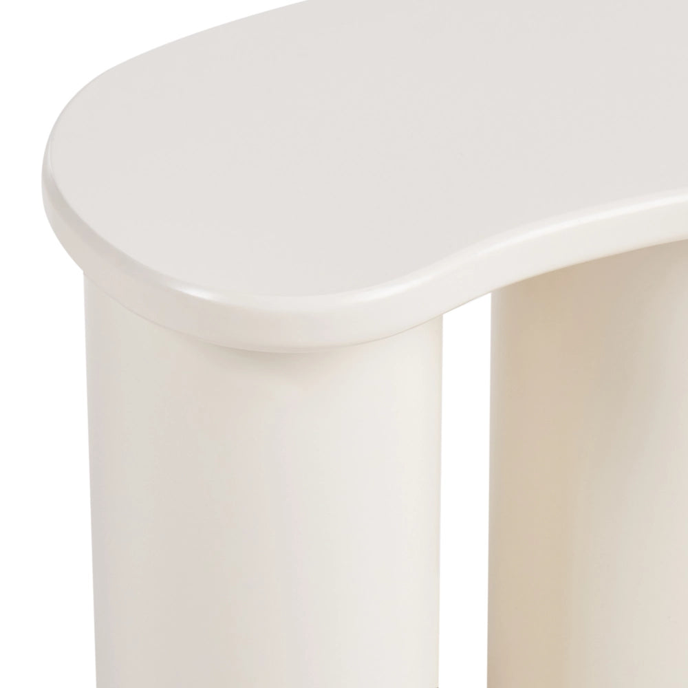 Tavolino a forma di rene con doppia base Design scandinavo tradizionale MDF bianco