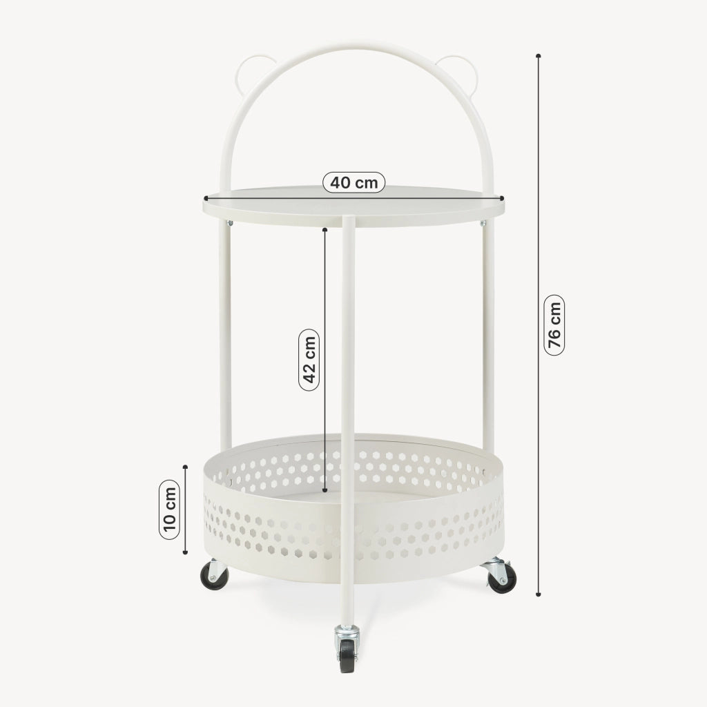 Carrello Portaoggetti Jässaatka a Rotelle Tavolino Rotondo in Acciaio con 2 Ripiani 76 x Ø40 cm - Grigio [en.casa]
