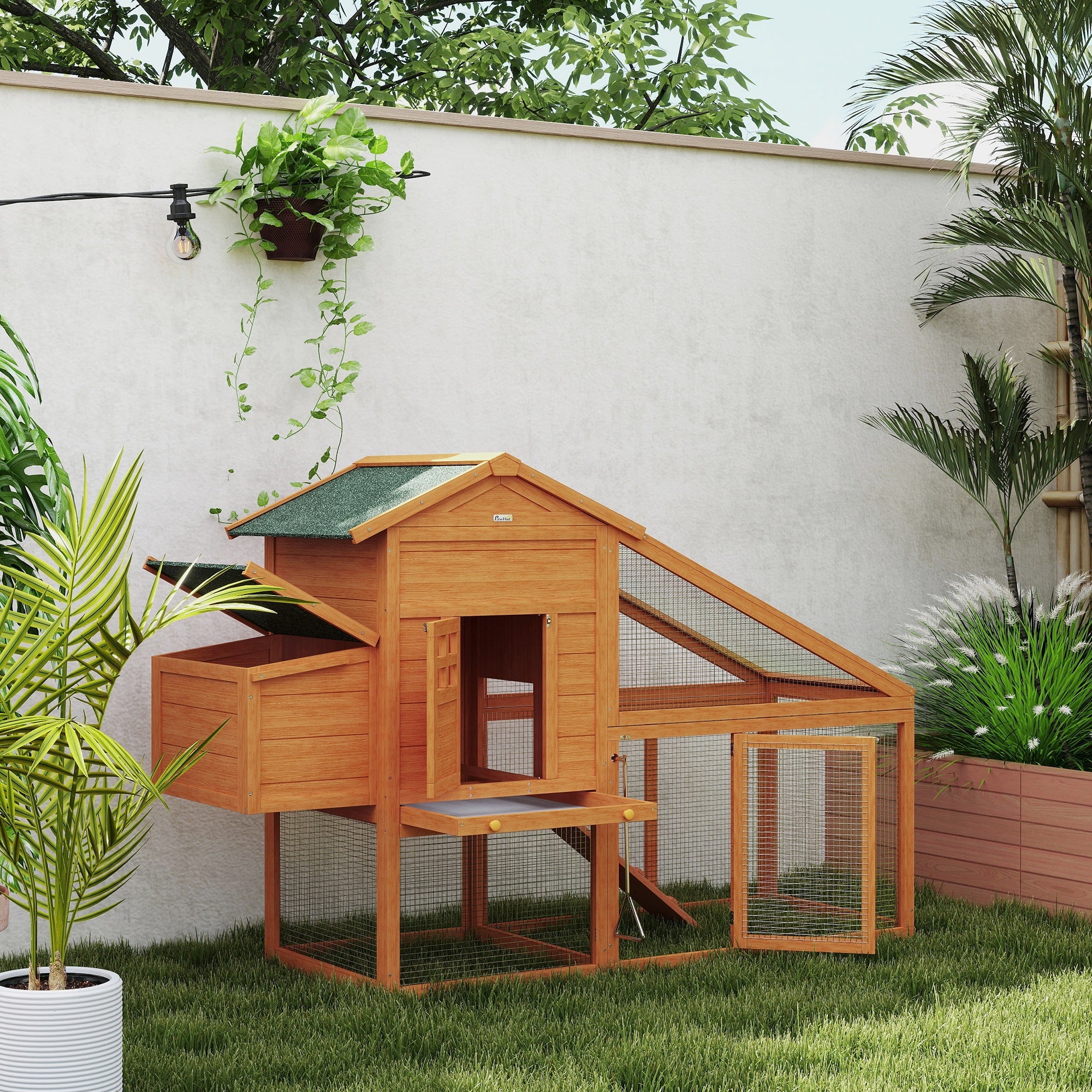 Pollaio da Giardino per 1-2 Galline con Area per Cova 179x67x115 cm Arancione