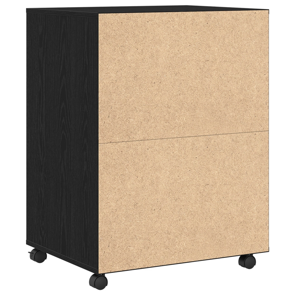 Armadietto Roulante Nero Rovere 60x48x81 cm Legno Ingegnerizzato
