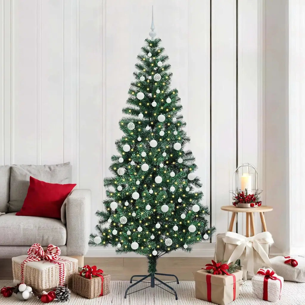 Albero di Natale | Decorazioni natalizie artificiale con luci integrate Verde 210 cm