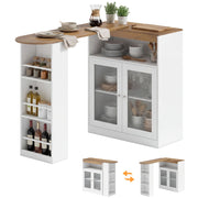 Tavolo da bar allungabile e girevole 90¡ã ¨C zephmum ¨C Bianco e naturale 150x80x105,5 cm