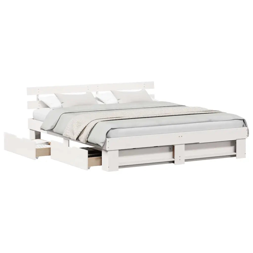 vidaXL Struttura del letto Bianco 200 x 200 cm Legno di pino massello