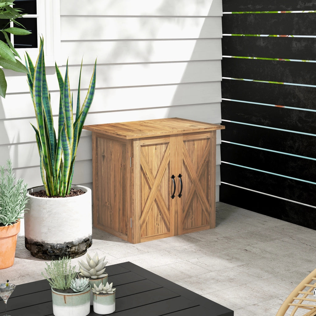 Casetta da Giardino in Legno a 2 Ante con Maniglie ¨C zephmum ¨C Marrone 77x55x72 cm