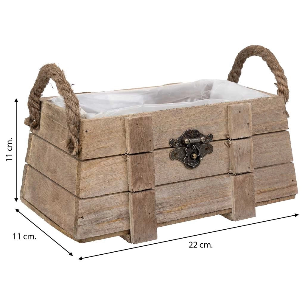 Cesto in legno con manici marroni 22x11x11h