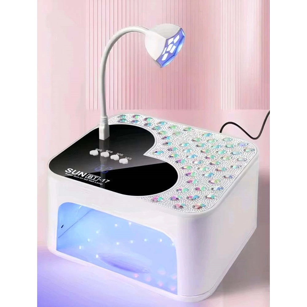 Trade Shop - Lampada Per Unghie Uv Led Portatile 288 W 45 Led Design A Cuore Con Brillanti Sun Bt-17 -