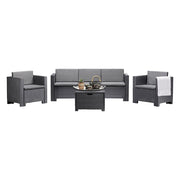 Set salotto da esterno Cameri, Salottino outdoor, Set da balcone o giardino, Composizione soggiorno per esterni, Made in Italy, Antracite