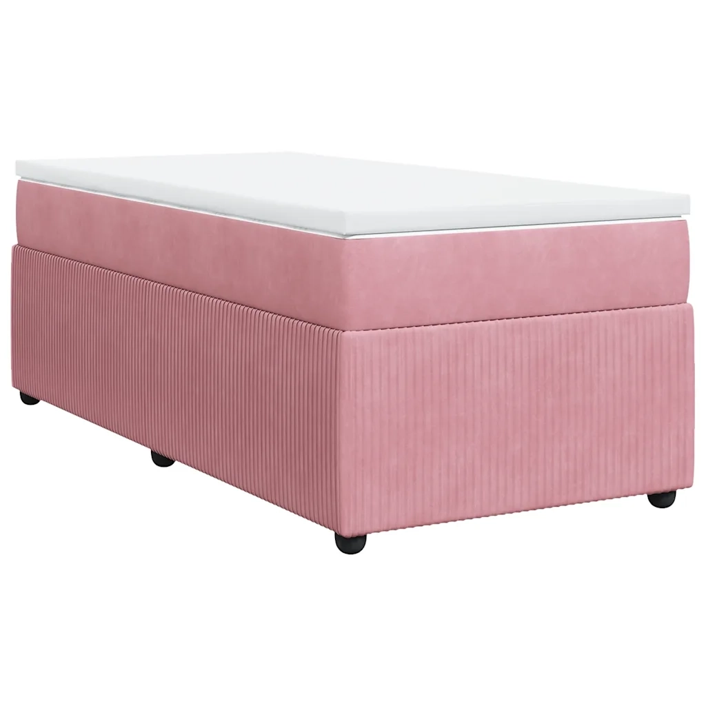 Giroletto a Molle con Materasso Rosa 90x200 cm in Velluto 3285619