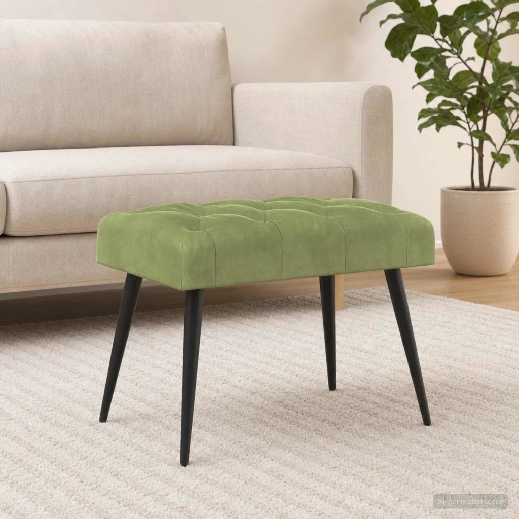 Panchina con bottoni imbottiti Verde chiaro 60 x 40 x 45 cm 42038546