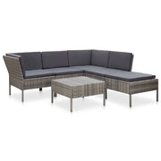 Set Divani da Giardino 6 pz con Cuscini in Polyrattan Grigio cod mxl 37983