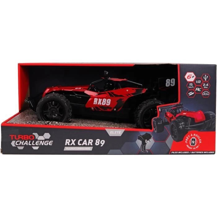 Auto telecomandata - TURBO CHALLENGE - RX Car 89 093721 - Rosso - 1/12 - Batteria ricaricabile e batterie incluse - Metallo