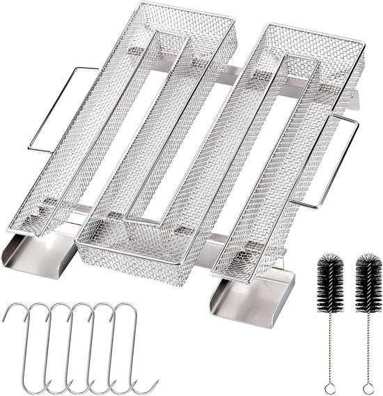Generatore di Fumo Freddo Premium con Manubrio + 6 Pennelli per Carne e 2 Setole di Pulizia - Roker per Barbecue - Riciclabile - 22,5 x 21 x 4