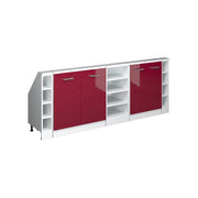Set di mobili sottotetto Rion Rosso lucido/Bianco Set di 5 Vicco