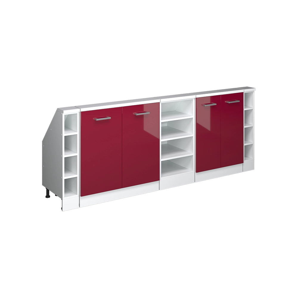 Set di mobili sottotetto Rion Rosso lucido/Bianco Set di 5 Vicco
